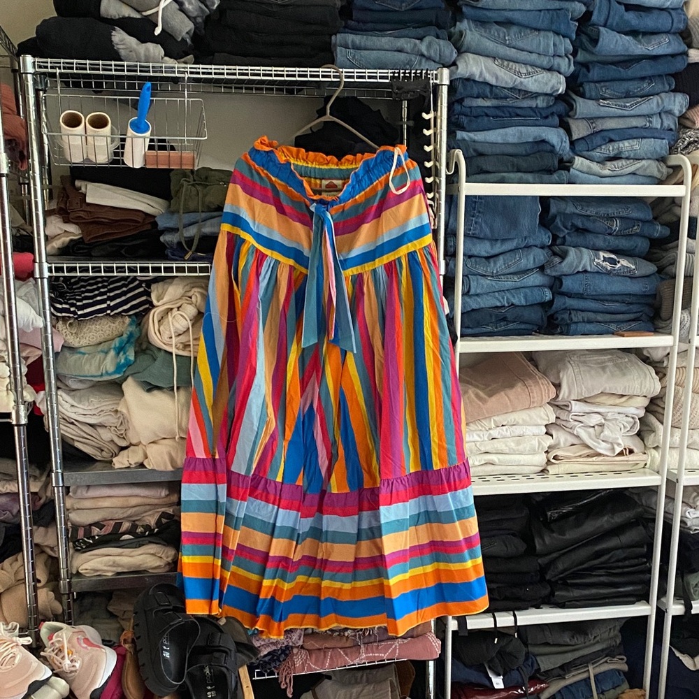 FARM Rio Vibrant Striped A-Line Skirt